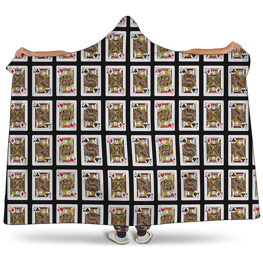 Four Jacks Playing Cards Pattern Print Hooded Blanket