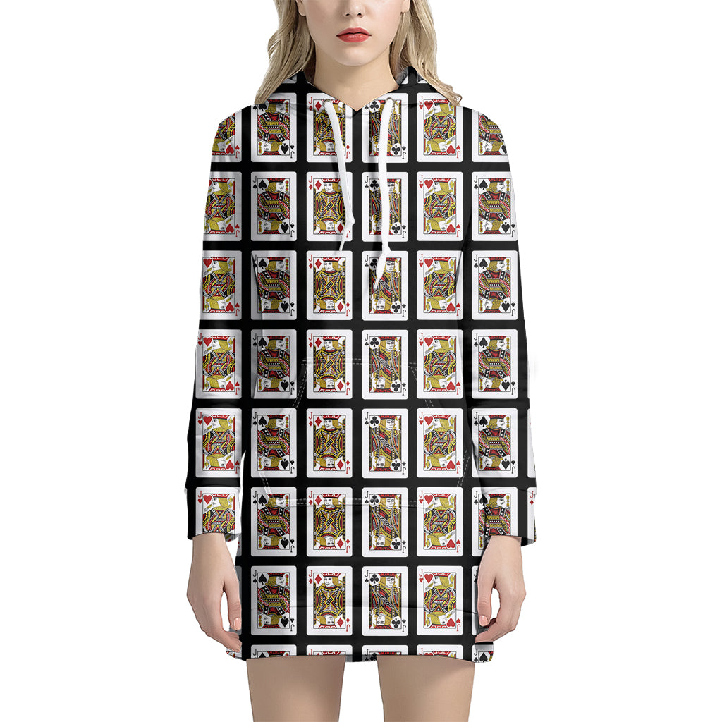 Four Jacks Playing Cards Pattern Print Hoodie Dress