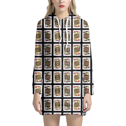 Four Jacks Playing Cards Pattern Print Hoodie Dress