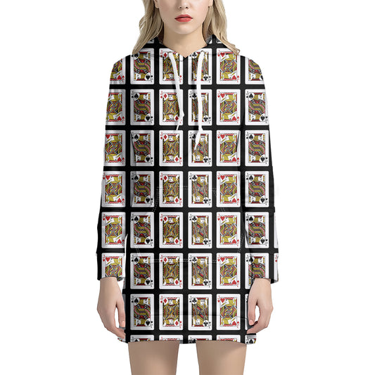Four Jacks Playing Cards Pattern Print Hoodie Dress