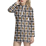 Four Jacks Playing Cards Pattern Print Hoodie Dress