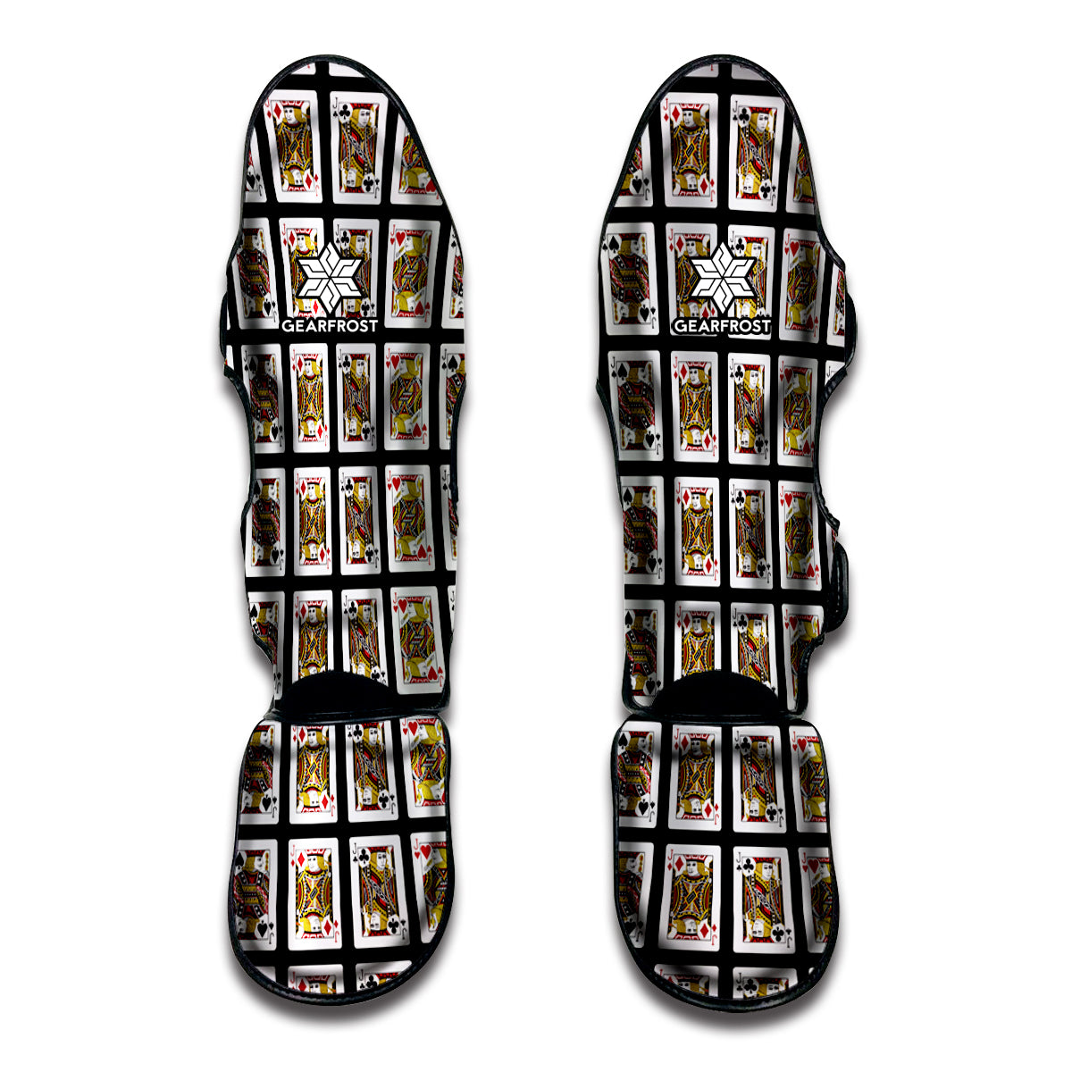 Four Jacks Playing Cards Pattern Print Muay Thai Shin Guard