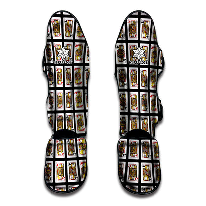 Four Jacks Playing Cards Pattern Print Muay Thai Shin Guard