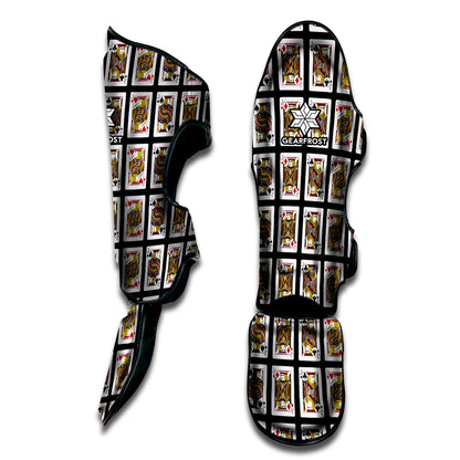Four Jacks Playing Cards Pattern Print Muay Thai Shin Guard