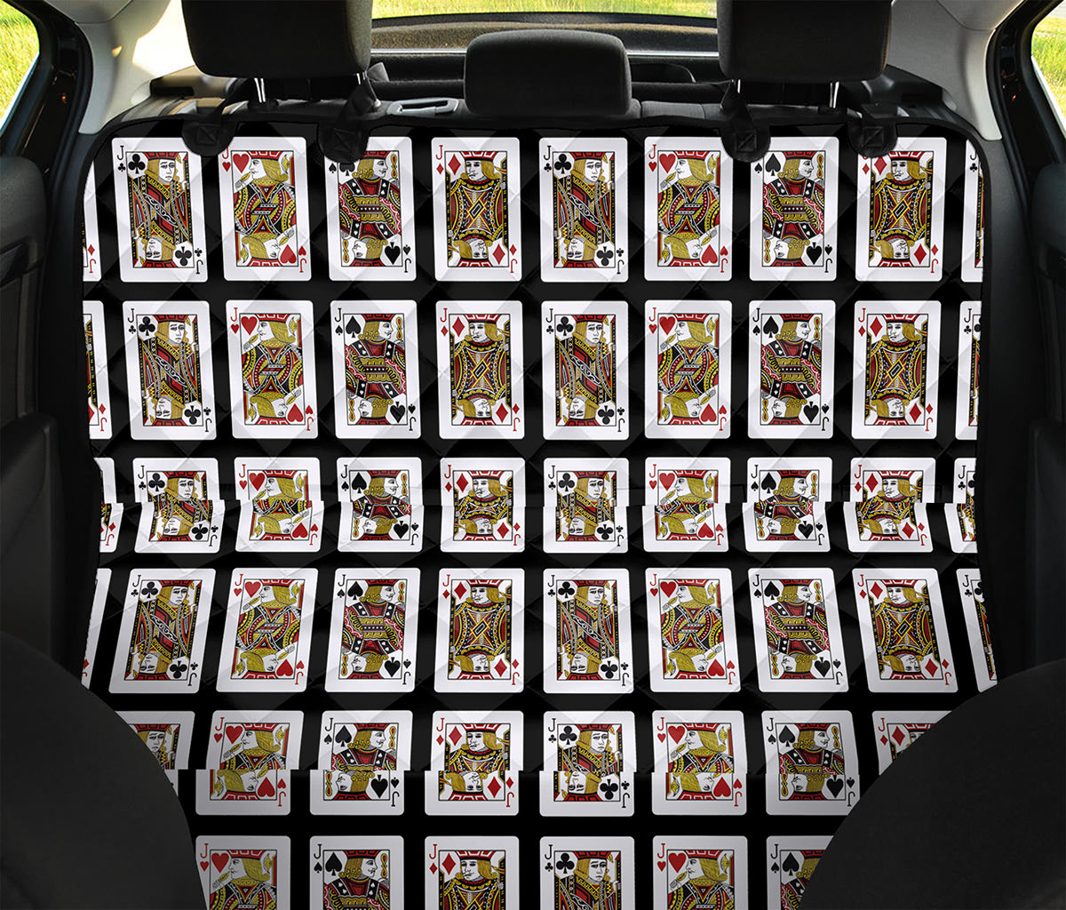 Four Jacks Playing Cards Pattern Print Pet Car Back Seat Cover