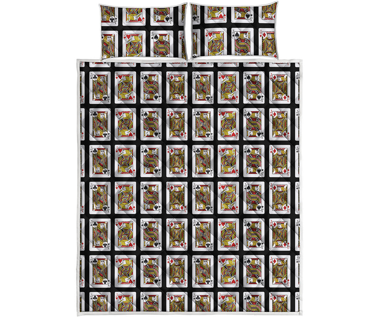 Four Jacks Playing Cards Pattern Print Quilt Bed Set