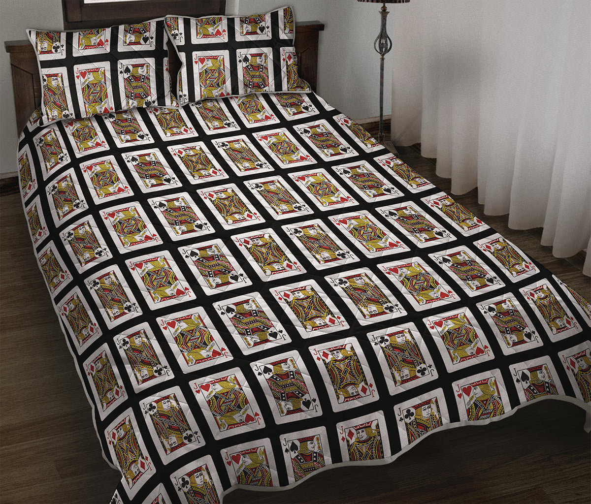 Four Jacks Playing Cards Pattern Print Quilt Bed Set