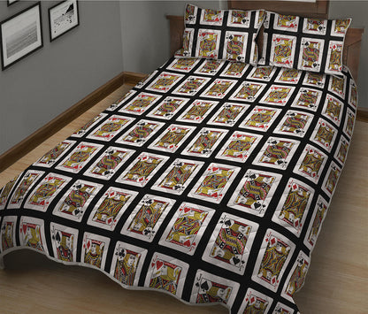 Four Jacks Playing Cards Pattern Print Quilt Bed Set