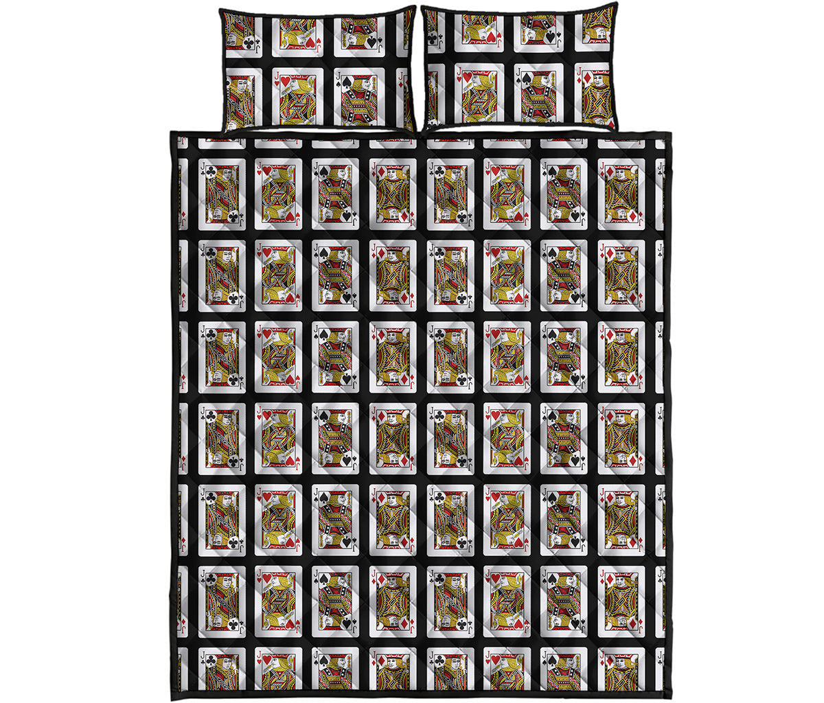 Four Jacks Playing Cards Pattern Print Quilt Bed Set