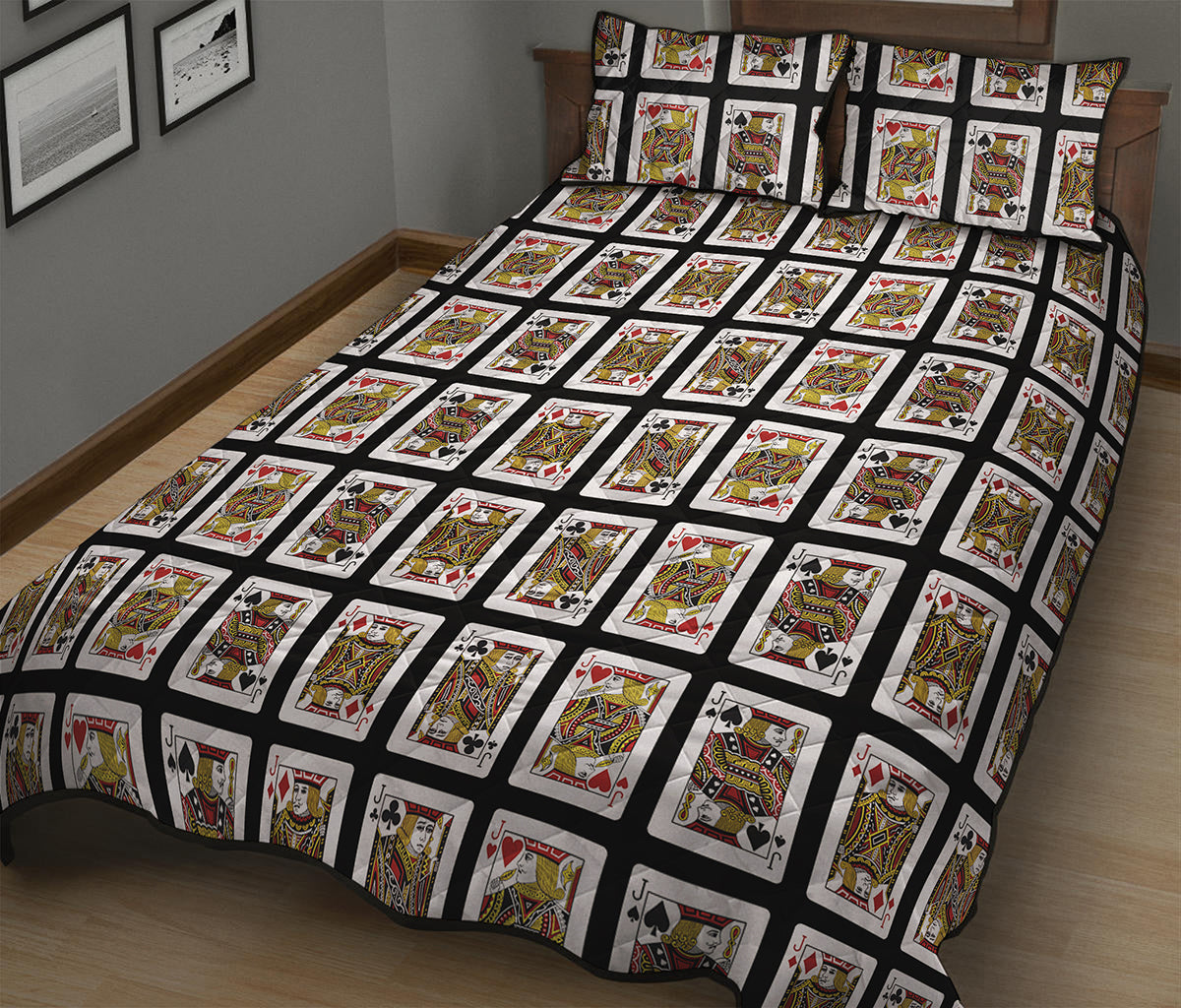 Four Jacks Playing Cards Pattern Print Quilt Bed Set