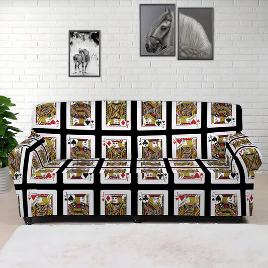 Four Jacks Playing Cards Pattern Print Sofa Cover