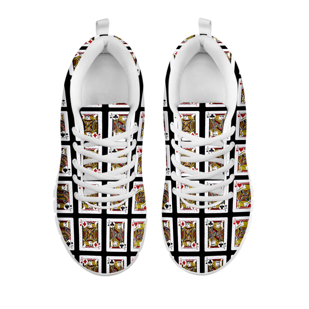 Four Jacks Playing Cards Pattern Print White Sneakers