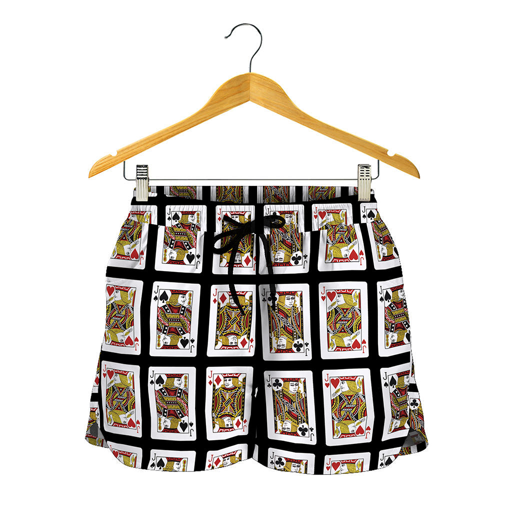 Four Jacks Playing Cards Pattern Print Women's Shorts