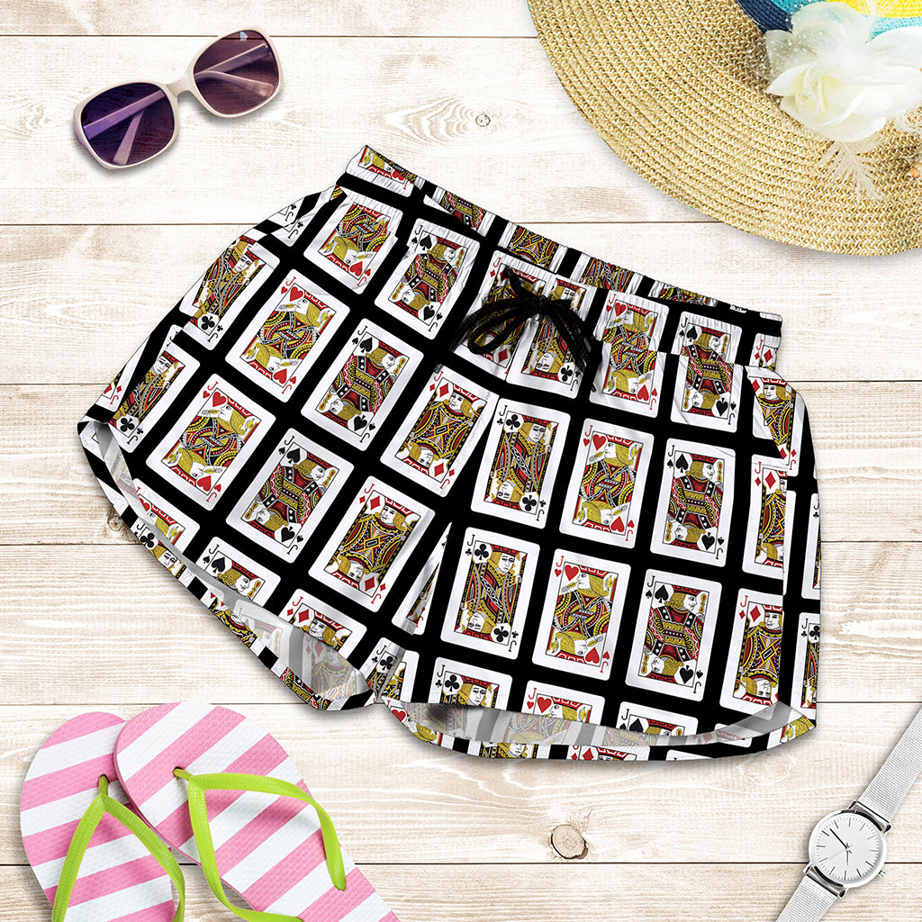 Four Jacks Playing Cards Pattern Print Women's Shorts