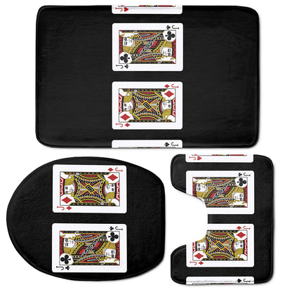 Four Jacks Playing Cards Print 3 Piece Bath Mat Set