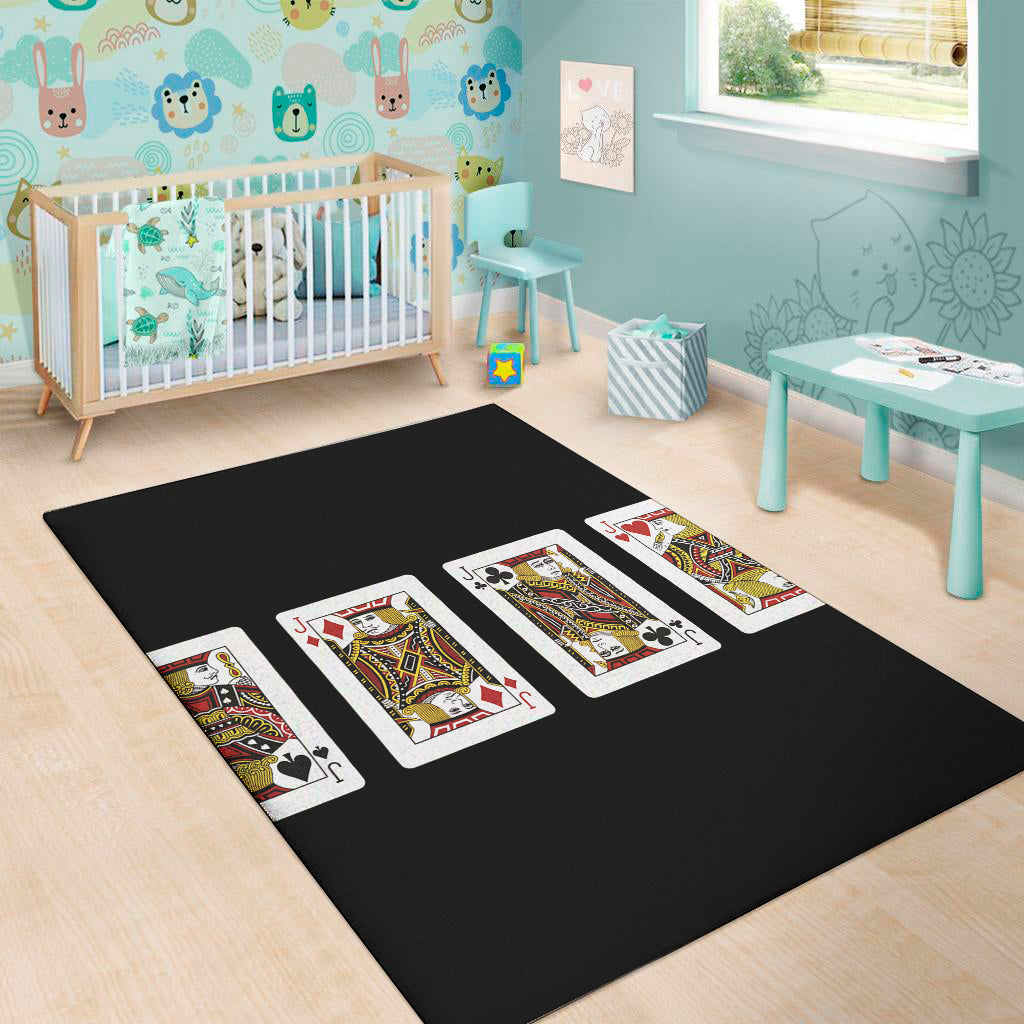 Four Jacks Playing Cards Print Area Rug