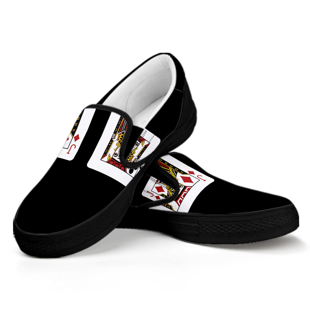Four Jacks Playing Cards Print Black Slip On Shoes