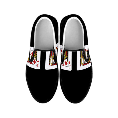 Four Jacks Playing Cards Print Black Slip On Shoes