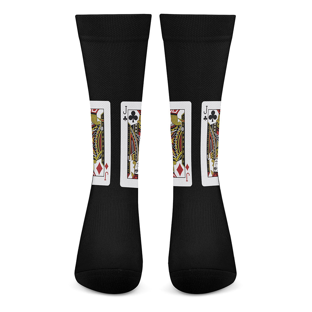 Four Jacks Playing Cards Print Crew Socks