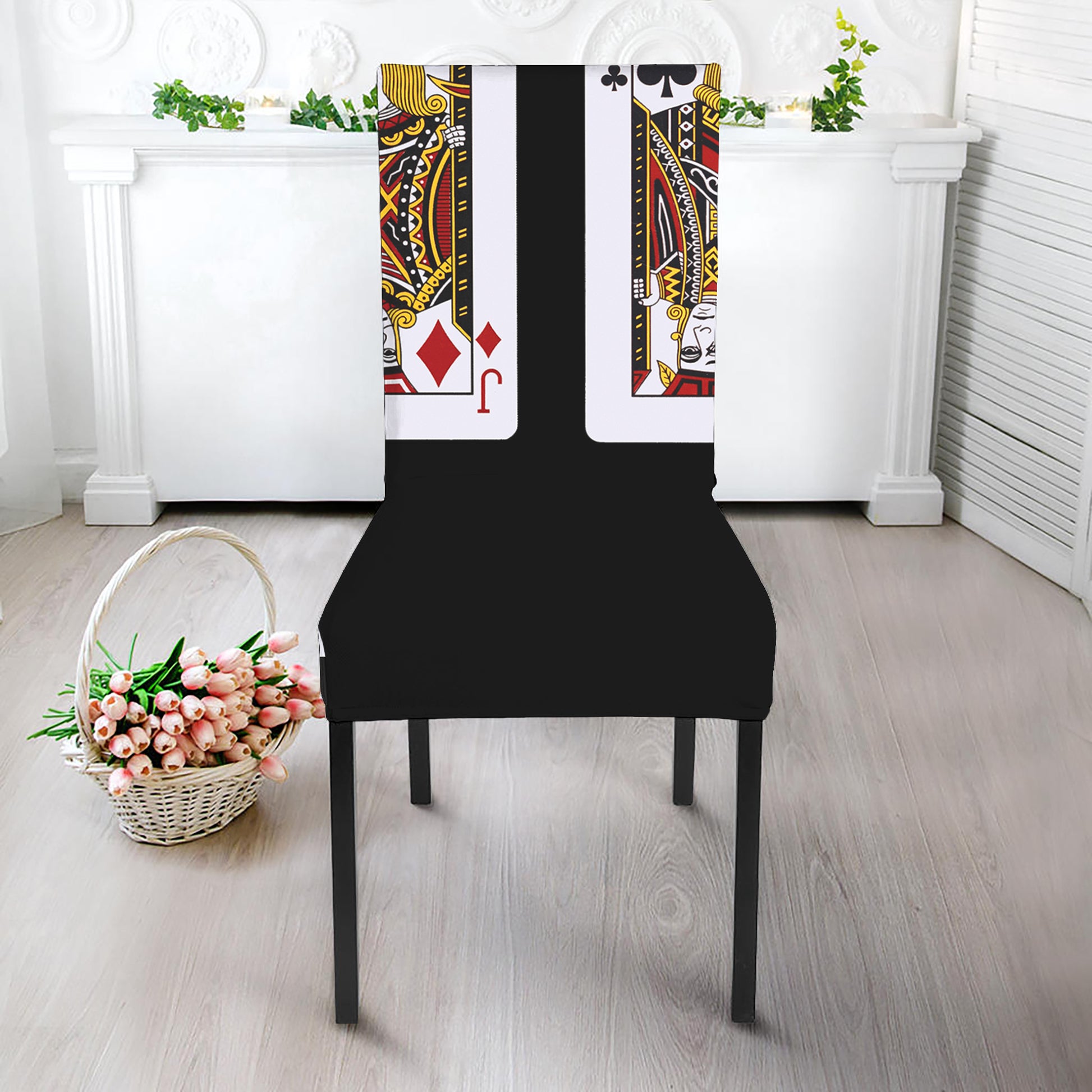 Four Jacks Playing Cards Print Dining Chair Slipcover