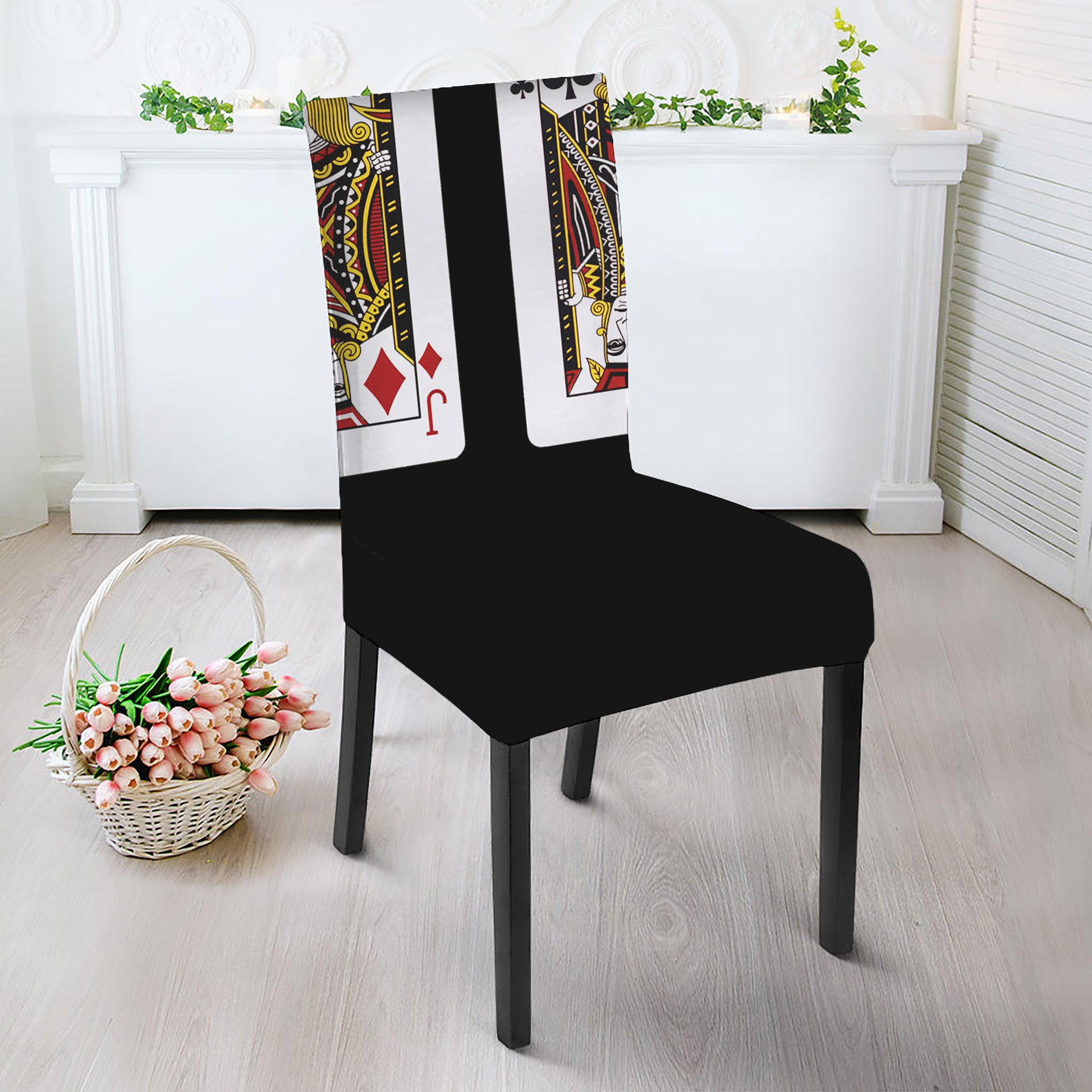 Four Jacks Playing Cards Print Dining Chair Slipcover