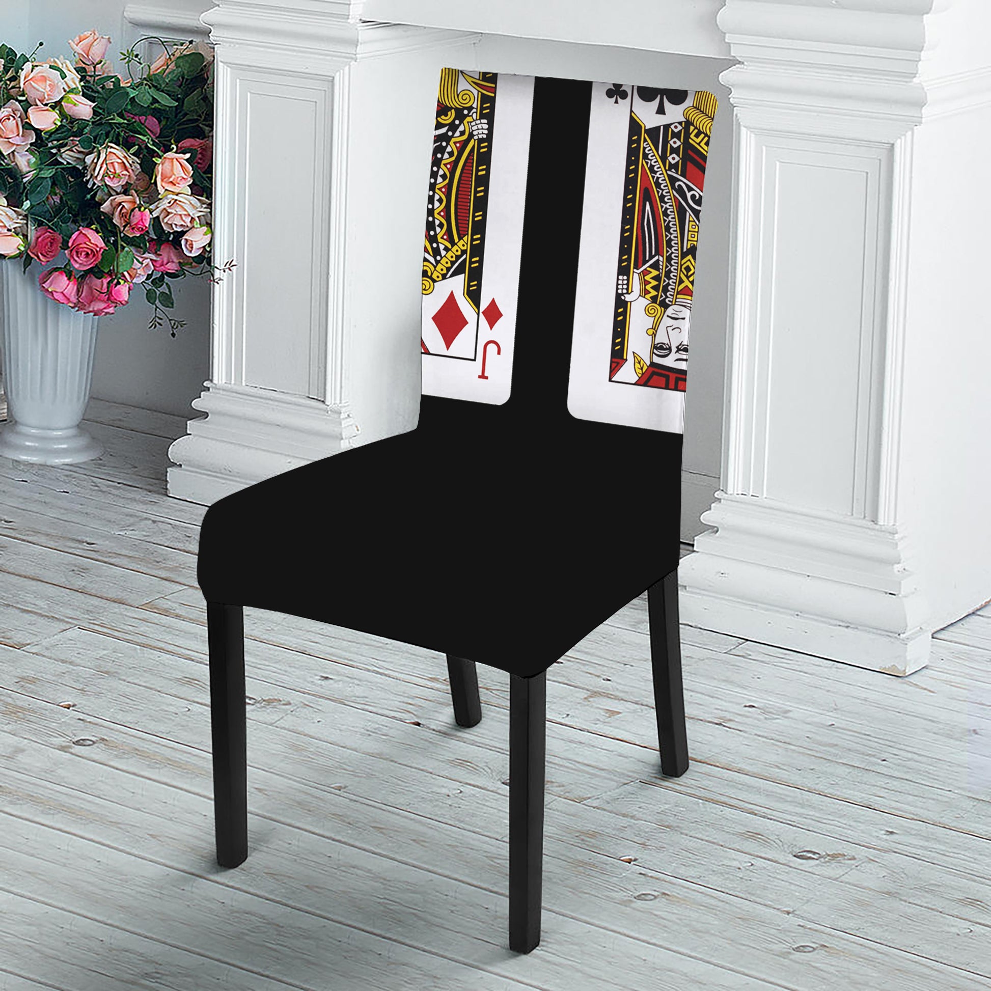 Four Jacks Playing Cards Print Dining Chair Slipcover