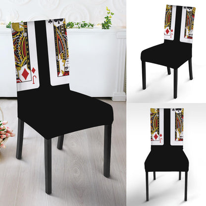 Four Jacks Playing Cards Print Dining Chair Slipcover
