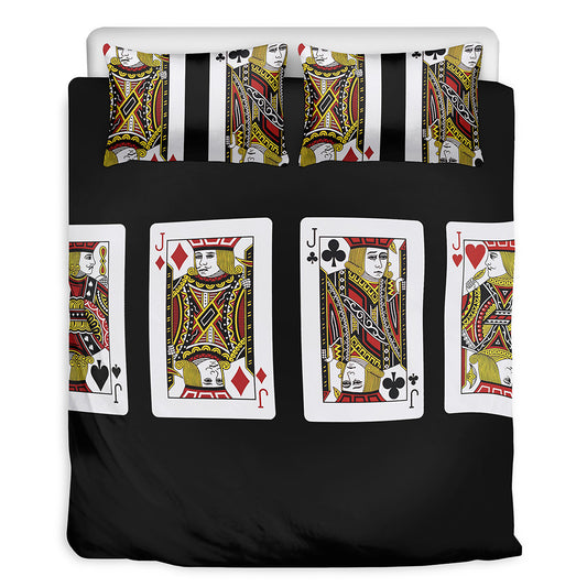 Four Jacks Playing Cards Print Duvet Cover Bedding Set