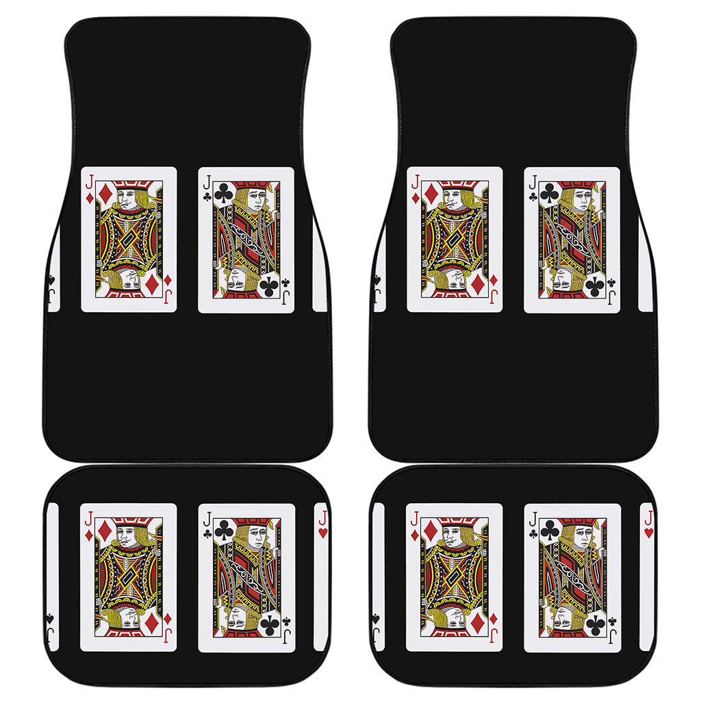 Four Jacks Playing Cards Print Front and Back Car Floor Mats