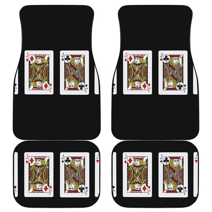 Four Jacks Playing Cards Print Front and Back Car Floor Mats