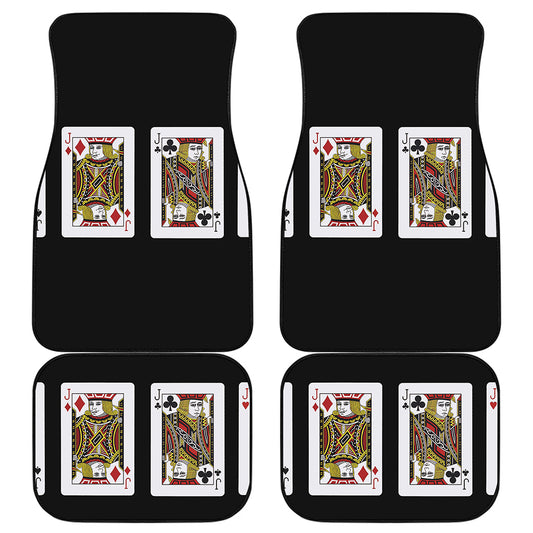 Four Jacks Playing Cards Print Front and Back Car Floor Mats
