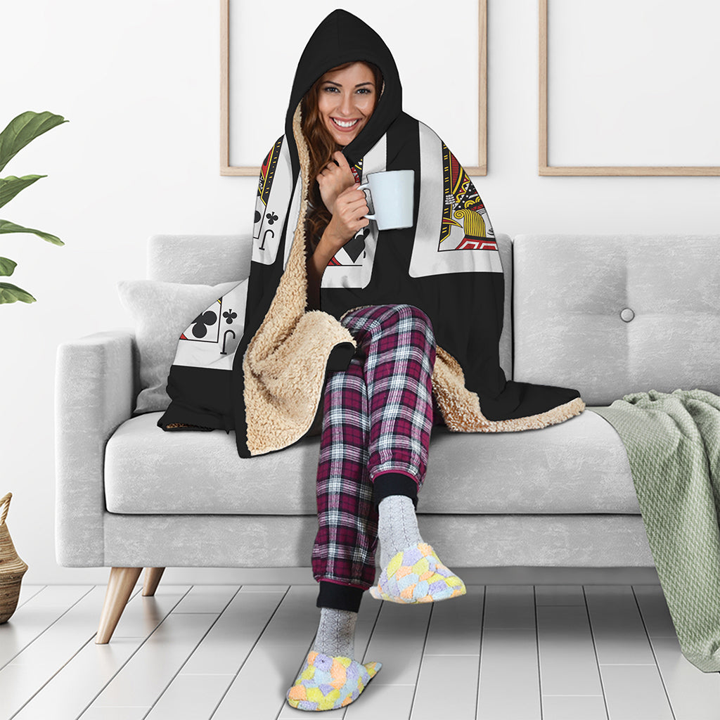 Four Jacks Playing Cards Print Hooded Blanket