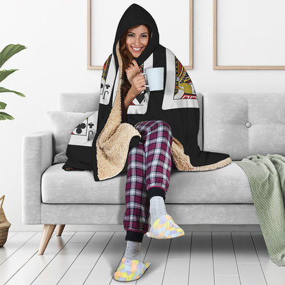 Four Jacks Playing Cards Print Hooded Blanket