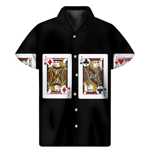 Four Jacks Playing Cards Print Men's Short Sleeve Shirt
