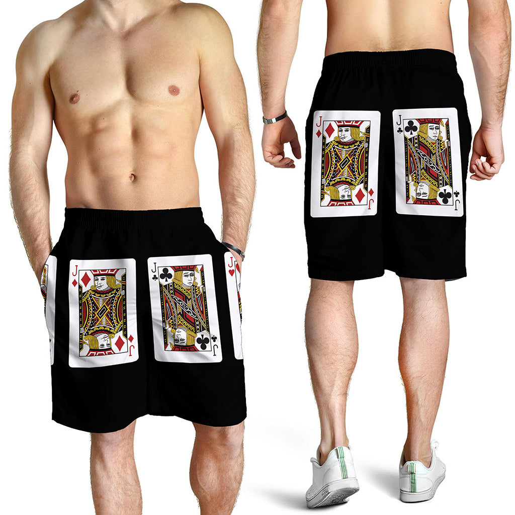 Four Jacks Playing Cards Print Men's Shorts