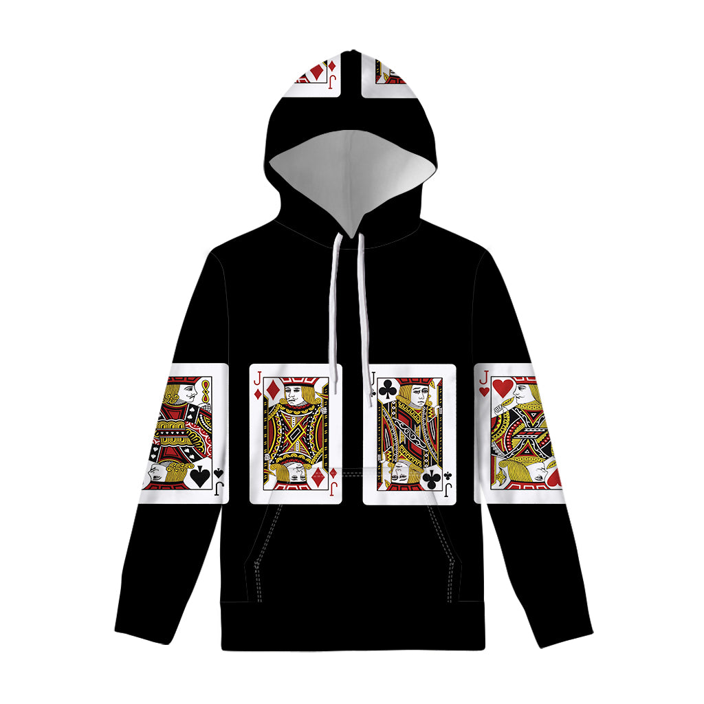 Four Jacks Playing Cards Print Pullover Hoodie