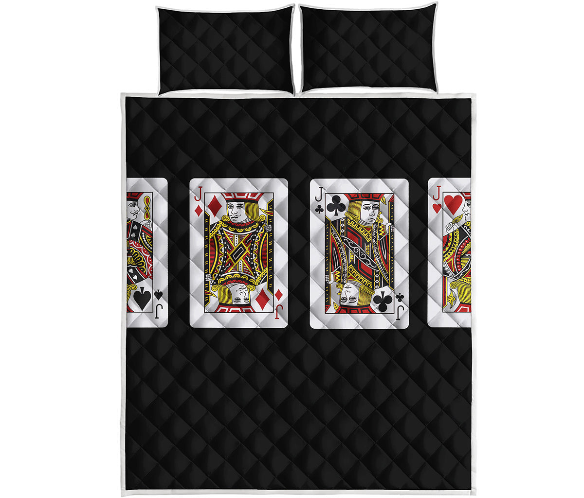 Four Jacks Playing Cards Print Quilt Bed Set