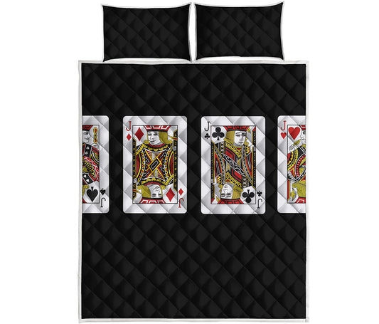 Four Jacks Playing Cards Print Quilt Bed Set