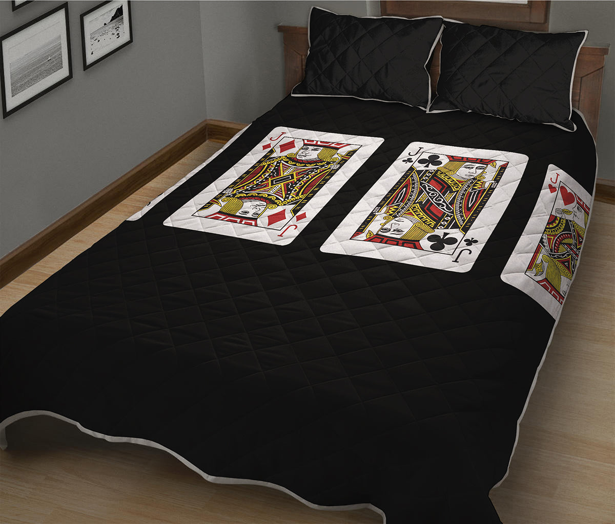 Four Jacks Playing Cards Print Quilt Bed Set