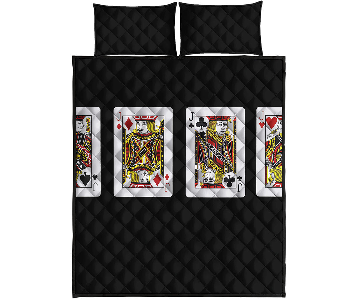 Four Jacks Playing Cards Print Quilt Bed Set