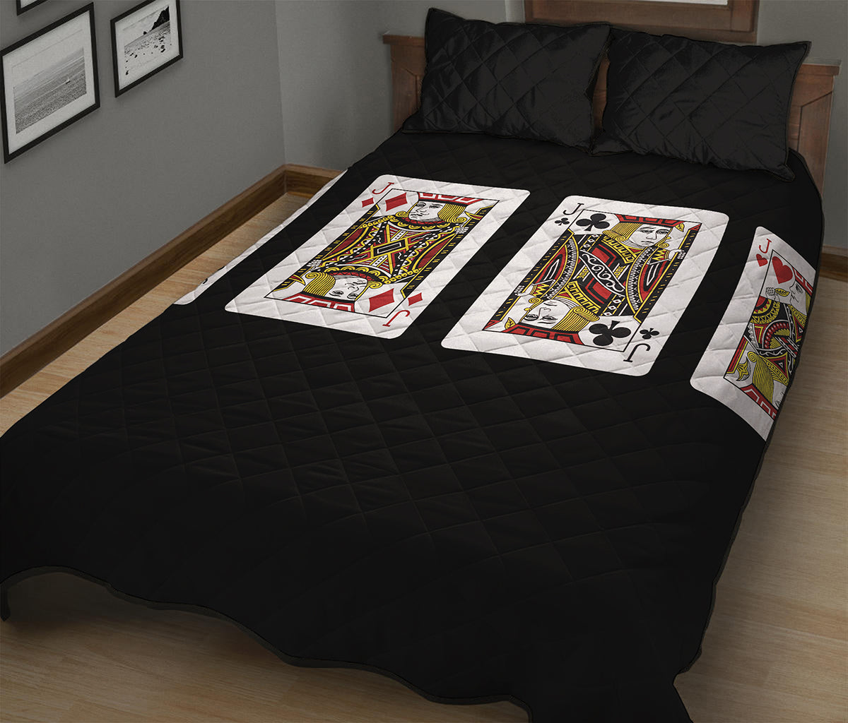 Four Jacks Playing Cards Print Quilt Bed Set