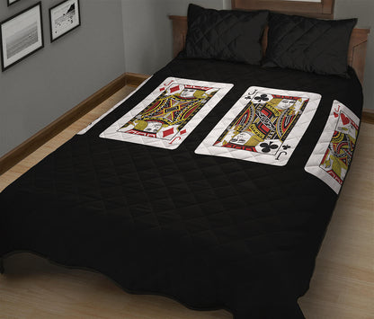 Four Jacks Playing Cards Print Quilt Bed Set