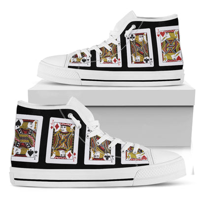 Four Jacks Playing Cards Print White High Top Shoes