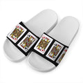 Four Jacks Playing Cards Print White Slide Sandals