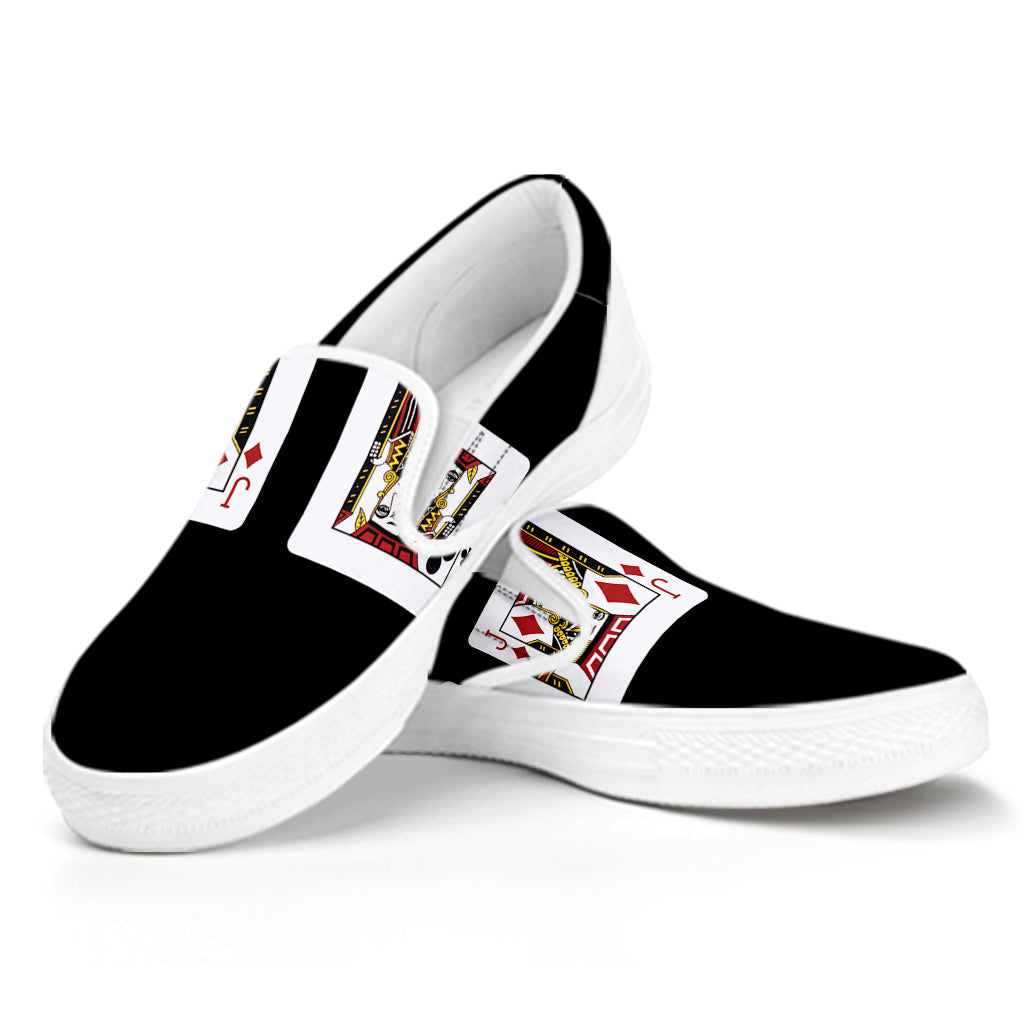 Four Jacks Playing Cards Print White Slip On Shoes