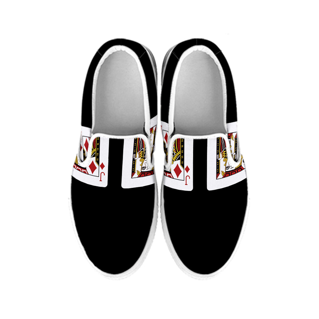 Four Jacks Playing Cards Print White Slip On Shoes