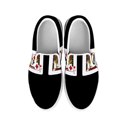 Four Jacks Playing Cards Print White Slip On Shoes