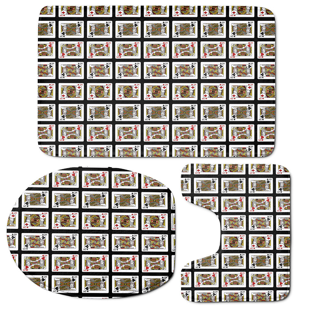 Four Kings Playing Cards Pattern Print 3 Piece Bath Mat Set