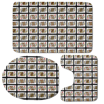 Four Kings Playing Cards Pattern Print 3 Piece Bath Mat Set