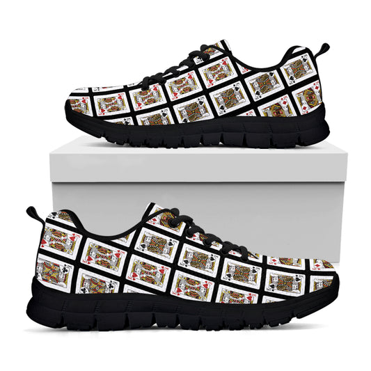 Four Kings Playing Cards Pattern Print Black Sneakers